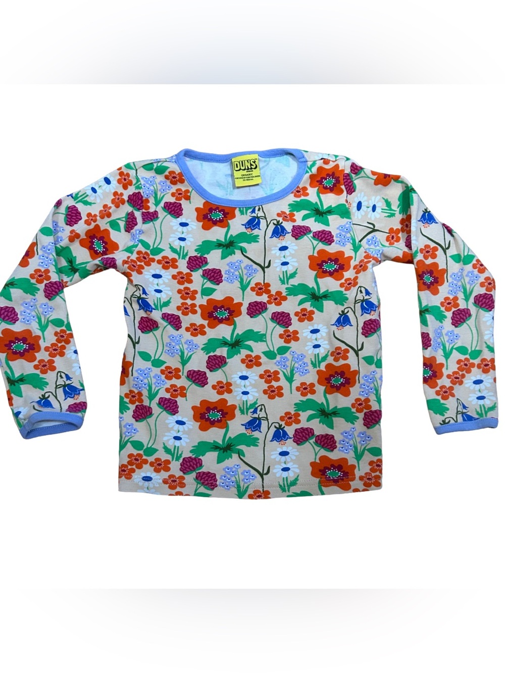 Duns peach multi color floral organic cotton long sleeve tee